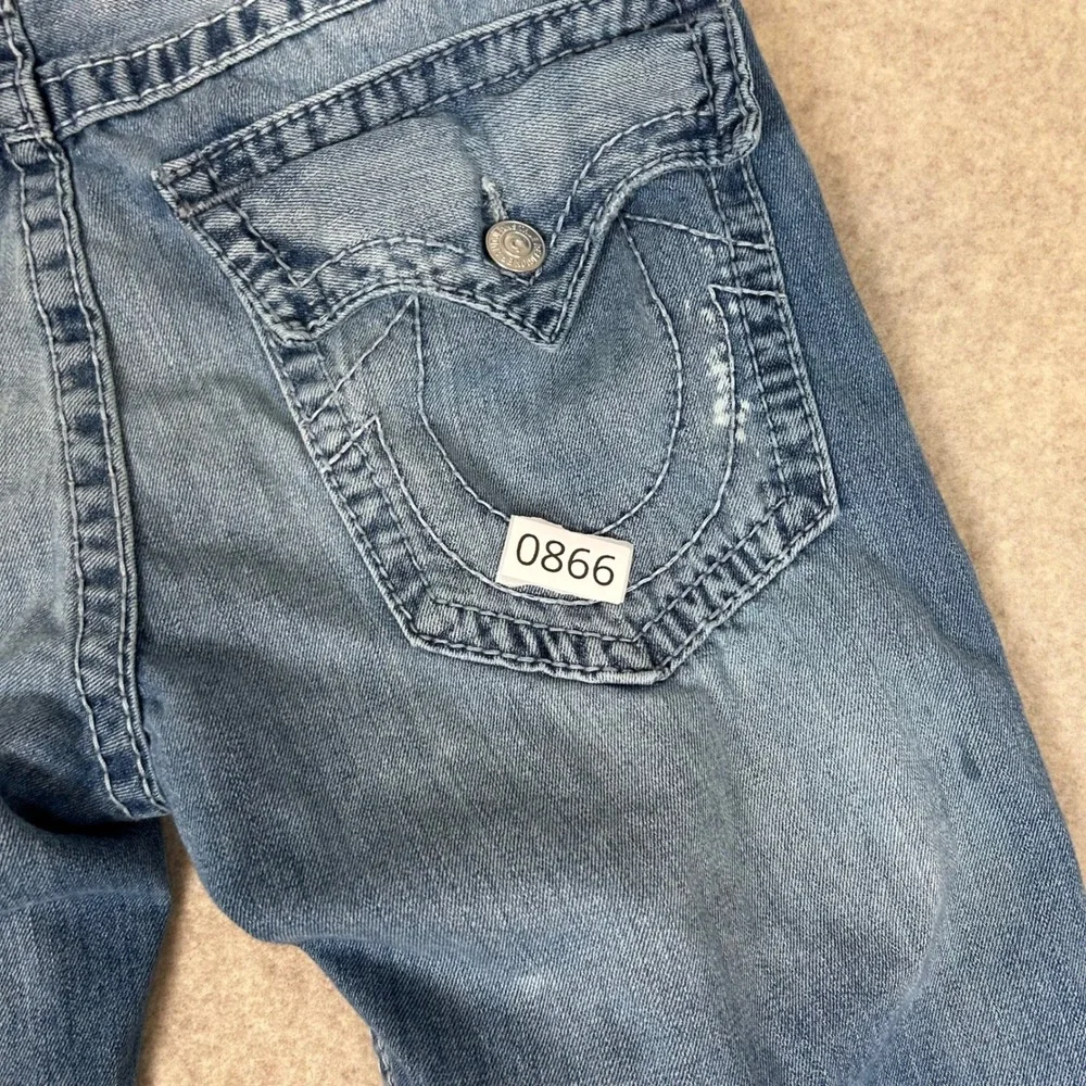 True Religion Jeans Mens 33 Blue Bleach‎ Splatter Patchwork Distressed Denim